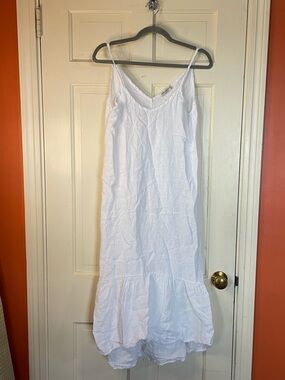 Terzo Millennio White Linen Maxi Dress Size S Quiet Luxury Minimalist Peasant